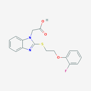 molecular formula C17H15FN2O3S B495203 (2-{[2-(2-fluorophenoxy)ethyl]sulfanyl}-1H-benzimidazol-1-yl)acetic acid 