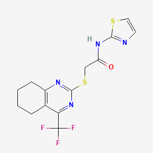 molecular formula C14H13F3N4OS2 B4952051 N-1,3-thiazol-2-yl-2-{[4-(trifluoromethyl)-5,6,7,8-tetrahydro-2-quinazolinyl]thio}acetamide 