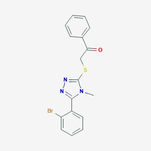 molecular formula C17H14BrN3OS B495207 2-{[5-(2-bromophenyl)-4-methyl-4H-1,2,4-triazol-3-yl]sulfanyl}-1-phenylethanone 