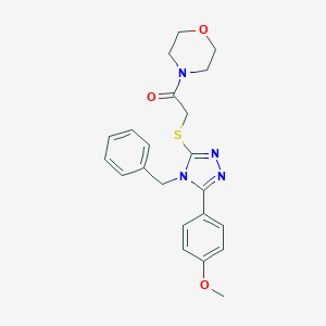 molecular formula C22H24N4O3S B495211 4-(4-benzyl-5-{[2-(4-morpholinyl)-2-oxoethyl]sulfanyl}-4H-1,2,4-triazol-3-yl)phenyl methyl ether 