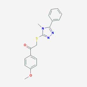 molecular formula C18H17N3O2S B495212 1-(4-methoxyphenyl)-2-[(4-methyl-5-phenyl-4H-1,2,4-triazol-3-yl)sulfanyl]ethanone 