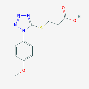 molecular formula C11H12N4O3S B495213 3-{[1-(4-methoxyphenyl)-1H-tetraazol-5-yl]sulfanyl}propanoic acid 