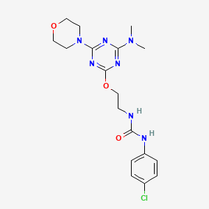 molecular formula C18H24ClN7O3 B4952172 N-(4-chlorophenyl)-N'-(2-{[4-(dimethylamino)-6-(4-morpholinyl)-1,3,5-triazin-2-yl]oxy}ethyl)urea 