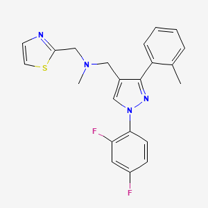 1-[1-(2,4-difluorophenyl)-3-(2-methylphenyl)-1H-pyrazol-4-yl]-N-methyl-N-(1,3-thiazol-2-ylmethyl)methanamine