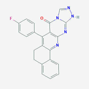 molecular formula C22H14FN5O B495222 7-(4-fluorophenyl)-6,12-dihydrobenzo[h][1,2,4]triazolo[4',3':1,2]pyrimido[4,5-b]quinolin-8(5H)-one 
