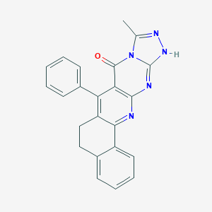molecular formula C23H17N5O B495223 10-methyl-7-phenyl-6,12-dihydrobenzo[h][1,2,4]triazolo[4',3':1,2]pyrimido[4,5-b]quinolin-8(5H)-one 
