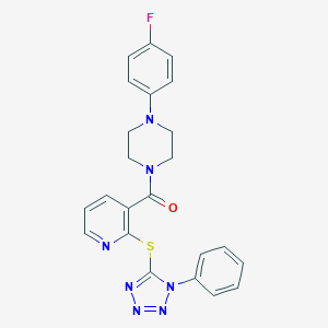 molecular formula C23H20FN7OS B495226 3-{[4-(4-fluorophenyl)-1-piperazinyl]carbonyl}-2-pyridinyl 1-phenyl-1H-tetraazol-5-yl sulfide 