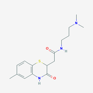 molecular formula C16H23N3O2S B495228 N-[3-(dimethylamino)propyl]-2-(6-methyl-3-oxo-3,4-dihydro-2H-1,4-benzothiazin-2-yl)acetamide 