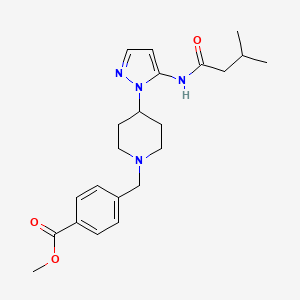 molecular formula C22H30N4O3 B4952326 methyl 4-[(4-{5-[(3-methylbutanoyl)amino]-1H-pyrazol-1-yl}-1-piperidinyl)methyl]benzoate 