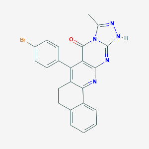 molecular formula C23H16BrN5O B495233 7-(4-bromophenyl)-10-methyl-6,12-dihydrobenzo[h][1,2,4]triazolo[4',3':1,2]pyrimido[4,5-b]quinolin-8(5H)-one 