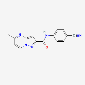 molecular formula C16H13N5O B4952384 N-(4-cyanophenyl)-5,7-dimethylpyrazolo[1,5-a]pyrimidine-2-carboxamide 