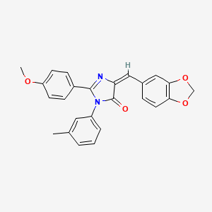 (5E)-5-(1,3-benzodioxol-5-ylmethylidene)-2-(4-methoxyphenyl)-3-(3-methylphenyl)imidazol-4-one