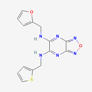 6-N-(furan-2-ylmethyl)-5-N-(thiophen-2-ylmethyl)-[1,2,5]oxadiazolo[3,4-b]pyrazine-5,6-diamine