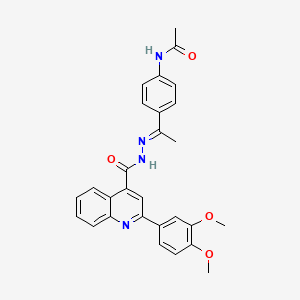 molecular formula C28H26N4O4 B4952543 N-[4-(N-{[2-(3,4-dimethoxyphenyl)-4-quinolinyl]carbonyl}ethanehydrazonoyl)phenyl]acetamide 