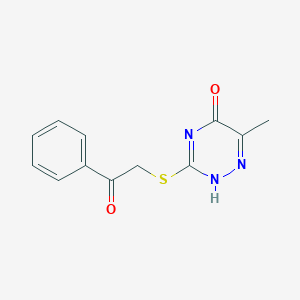 molecular formula C12H11N3O2S B495259 6-methyl-3-phenacylsulfanyl-2H-1,2,4-triazin-5-one 