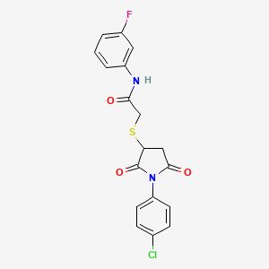 2-{[1-(4-chlorophenyl)-2,5-dioxo-3-pyrrolidinyl]thio}-N-(3-fluorophenyl)acetamide