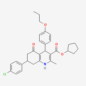 cyclopentyl 7-(4-chlorophenyl)-2-methyl-5-oxo-4-(4-propoxyphenyl)-1,4,5,6,7,8-hexahydro-3-quinolinecarboxylate