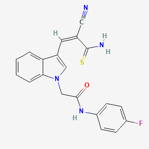 2-[3-(3-amino-2-cyano-3-thioxo-1-propen-1-yl)-1H-indol-1-yl]-N-(4-fluorophenyl)acetamide