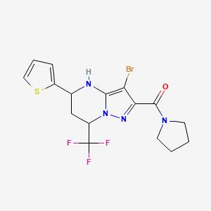 molecular formula C16H16BrF3N4OS B4952733 3-bromo-2-(1-pyrrolidinylcarbonyl)-5-(2-thienyl)-7-(trifluoromethyl)-4,5,6,7-tetrahydropyrazolo[1,5-a]pyrimidine 