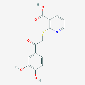 2-((2-(3,4-Dihydroxyphenyl)-2-oxoethyl)thio)nicotinic acid