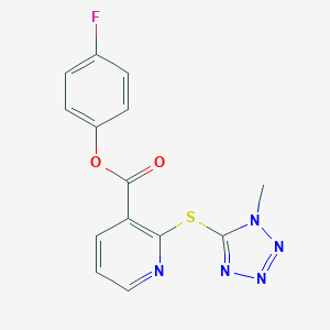 molecular formula C14H10FN5O2S B495276 4-fluorophenyl 2-[(1-methyl-1H-tetraazol-5-yl)sulfanyl]nicotinate 