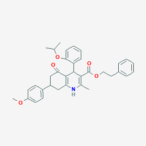 2-phenylethyl 4-(2-isopropoxyphenyl)-7-(4-methoxyphenyl)-2-methyl-5-oxo-1,4,5,6,7,8-hexahydro-3-quinolinecarboxylate