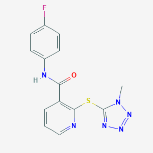 molecular formula C14H11FN6OS B495278 N-(4-fluorophenyl)-2-[(1-methyl-1H-tetraazol-5-yl)sulfanyl]nicotinamide 