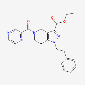 molecular formula C22H23N5O3 B4952806 ethyl 1-(2-phenylethyl)-5-(2-pyrazinylcarbonyl)-4,5,6,7-tetrahydro-1H-pyrazolo[4,3-c]pyridine-3-carboxylate 