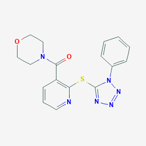 molecular formula C17H16N6O2S B495281 4-({2-[(1-phenyl-1H-tetraazol-5-yl)sulfanyl]-3-pyridinyl}carbonyl)morpholine 