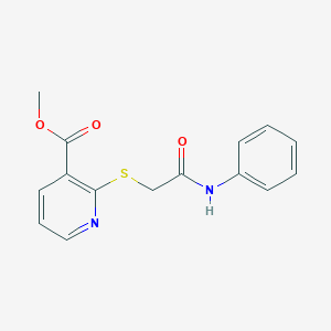 molecular formula C15H14N2O3S B495282 Methyl 2-[(2-anilino-2-oxoethyl)sulfanyl]nicotinate 