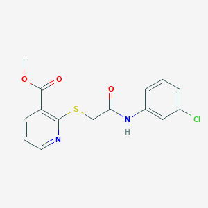 molecular formula C15H13ClN2O3S B495284 Methyl 2-{[2-(3-chloroanilino)-2-oxoethyl]sulfanyl}nicotinate 