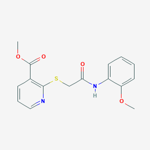 molecular formula C16H16N2O4S B495285 Methyl 2-{[2-(2-methoxyanilino)-2-oxoethyl]sulfanyl}nicotinate 