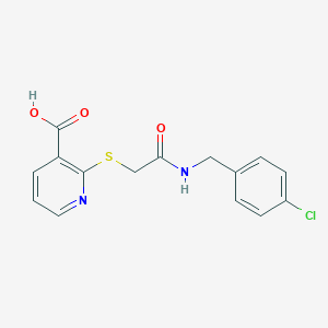 molecular formula C15H13ClN2O3S B495287 2-({2-[(4-Chlorobenzyl)amino]-2-oxoethyl}sulfanyl)nicotinic acid 