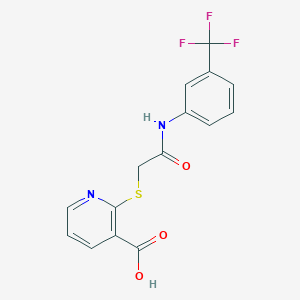 molecular formula C15H11F3N2O3S B495288 2-((2-Oxo-2-((3-(trifluoromethyl)phenyl)amino)ethyl)thio)nicotinic acid CAS No. 422539-20-6