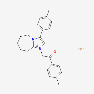 3-(4-methylphenyl)-1-[2-(4-methylphenyl)-2-oxoethyl]-1,5,6,7,8,9-hexahydroimidazo[1,2-a]azepin-4-ium bromide