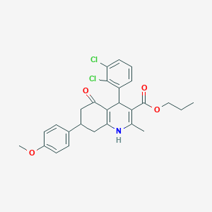 propyl 4-(2,3-dichlorophenyl)-7-(4-methoxyphenyl)-2-methyl-5-oxo-1,4,5,6,7,8-hexahydro-3-quinolinecarboxylate