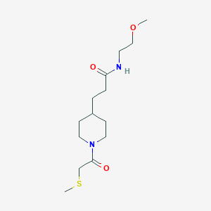 molecular formula C14H26N2O3S B4952937 N-(2-methoxyethyl)-3-{1-[(methylthio)acetyl]-4-piperidinyl}propanamide 