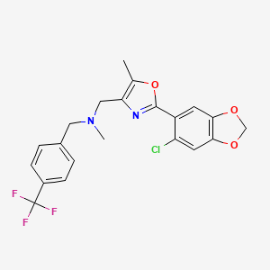 molecular formula C21H18ClF3N2O3 B4952945 1-[2-(6-chloro-1,3-benzodioxol-5-yl)-5-methyl-1,3-oxazol-4-yl]-N-methyl-N-[4-(trifluoromethyl)benzyl]methanamine 