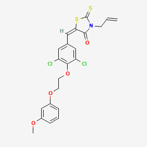 molecular formula C22H19Cl2NO4S2 B4953050 3-allyl-5-{3,5-dichloro-4-[2-(3-methoxyphenoxy)ethoxy]benzylidene}-2-thioxo-1,3-thiazolidin-4-one 