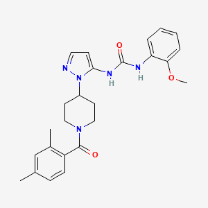 molecular formula C25H29N5O3 B4953069 N-{1-[1-(2,4-dimethylbenzoyl)-4-piperidinyl]-1H-pyrazol-5-yl}-N'-(2-methoxyphenyl)urea 