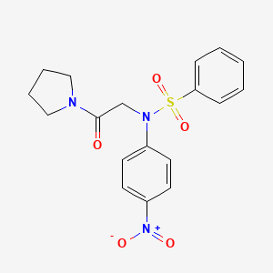 molecular formula C18H19N3O5S B4953111 N-(4-nitrophenyl)-N-[2-oxo-2-(1-pyrrolidinyl)ethyl]benzenesulfonamide 