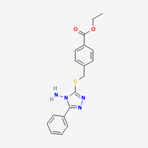 molecular formula C18H18N4O2S B4953137 ethyl 4-{[(4-amino-5-phenyl-4H-1,2,4-triazol-3-yl)thio]methyl}benzoate 