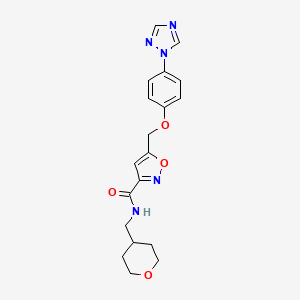 molecular formula C19H21N5O4 B4953156 N-(tetrahydro-2H-pyran-4-ylmethyl)-5-{[4-(1H-1,2,4-triazol-1-yl)phenoxy]methyl}-3-isoxazolecarboxamide 