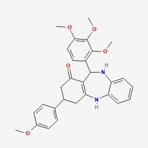 molecular formula C29H30N2O5 B4953179 3-(4-methoxyphenyl)-11-(2,3,4-trimethoxyphenyl)-2,3,4,5,10,11-hexahydro-1H-dibenzo[b,e][1,4]diazepin-1-one 