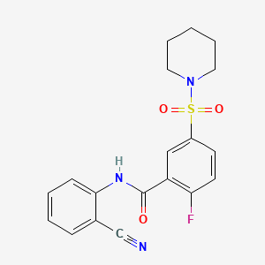 molecular formula C19H18FN3O3S B4953180 N-(2-cyanophenyl)-2-fluoro-5-(1-piperidinylsulfonyl)benzamide 