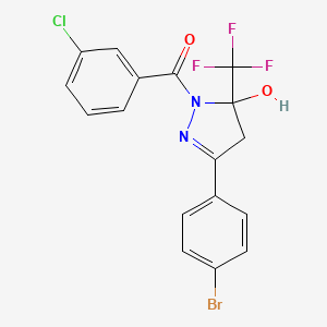 molecular formula C17H11BrClF3N2O2 B4953206 3-(4-bromophenyl)-1-(3-chlorobenzoyl)-5-(trifluoromethyl)-4,5-dihydro-1H-pyrazol-5-ol 