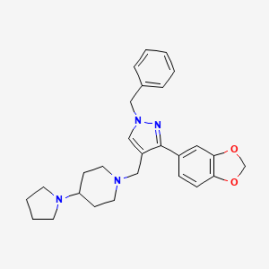 molecular formula C27H32N4O2 B4953223 1-{[3-(1,3-benzodioxol-5-yl)-1-benzyl-1H-pyrazol-4-yl]methyl}-4-(1-pyrrolidinyl)piperidine 