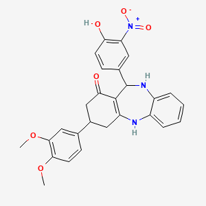 3-(3,4-dimethoxyphenyl)-11-(4-hydroxy-3-nitrophenyl)-2,3,4,5,10,11-hexahydro-1H-dibenzo[b,e][1,4]diazepin-1-one