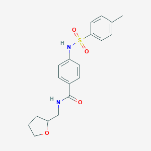 molecular formula C19H22N2O4S B495325 4-(4-methylbenzenesulfonamido)-N-(oxolan-2-ylmethyl)benzamide 