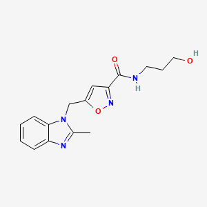 N-(3-hydroxypropyl)-5-[(2-methyl-1H-benzimidazol-1-yl)methyl]-3-isoxazolecarboxamide